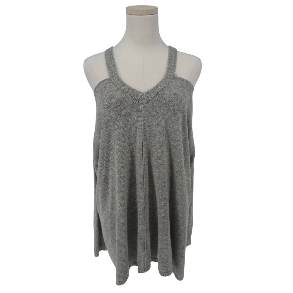 Y2K Cold Shoulder Long Sleeve Sweater LOVE LIFE Grey Women's Size M
